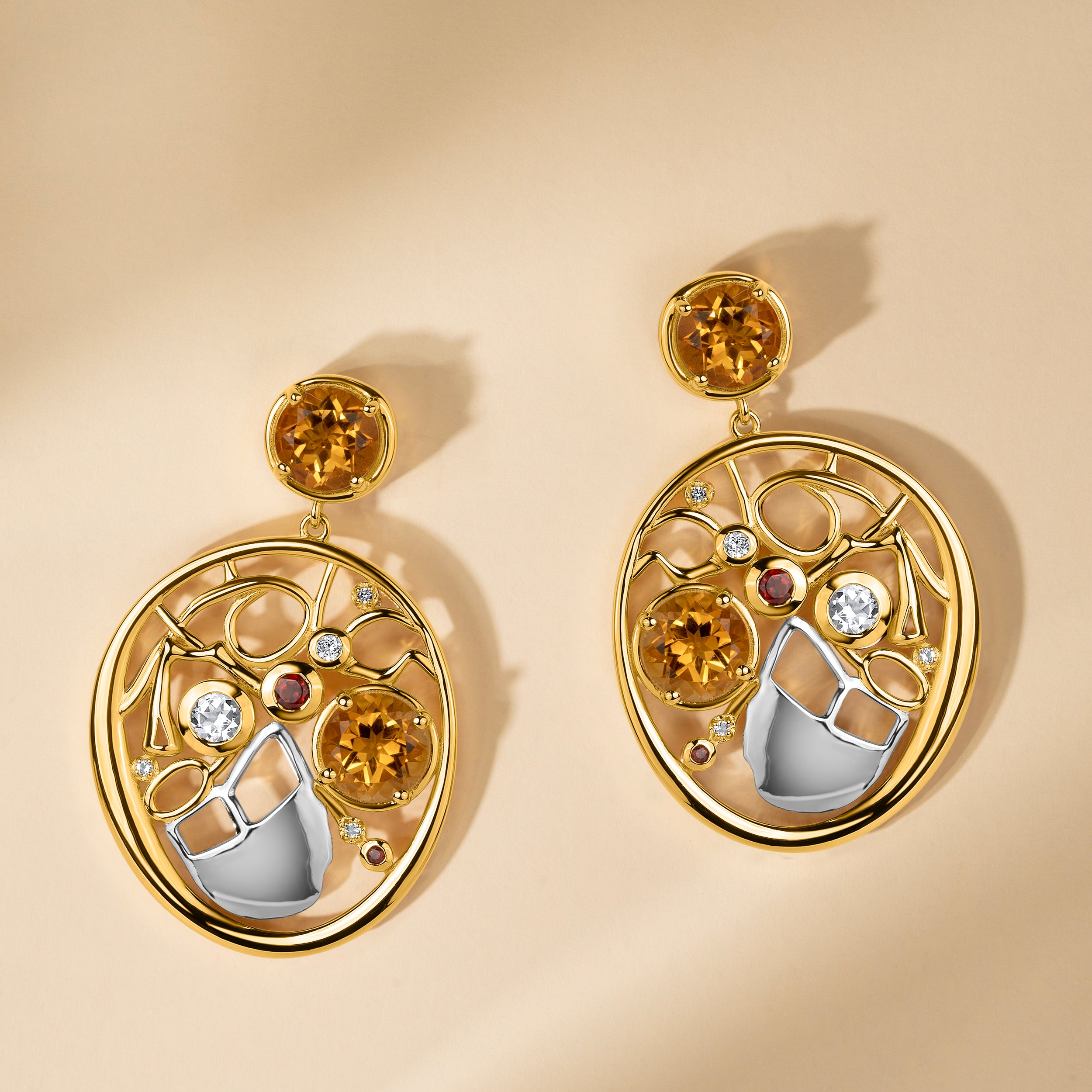 Alurea Gold Gemstone Art Earrings