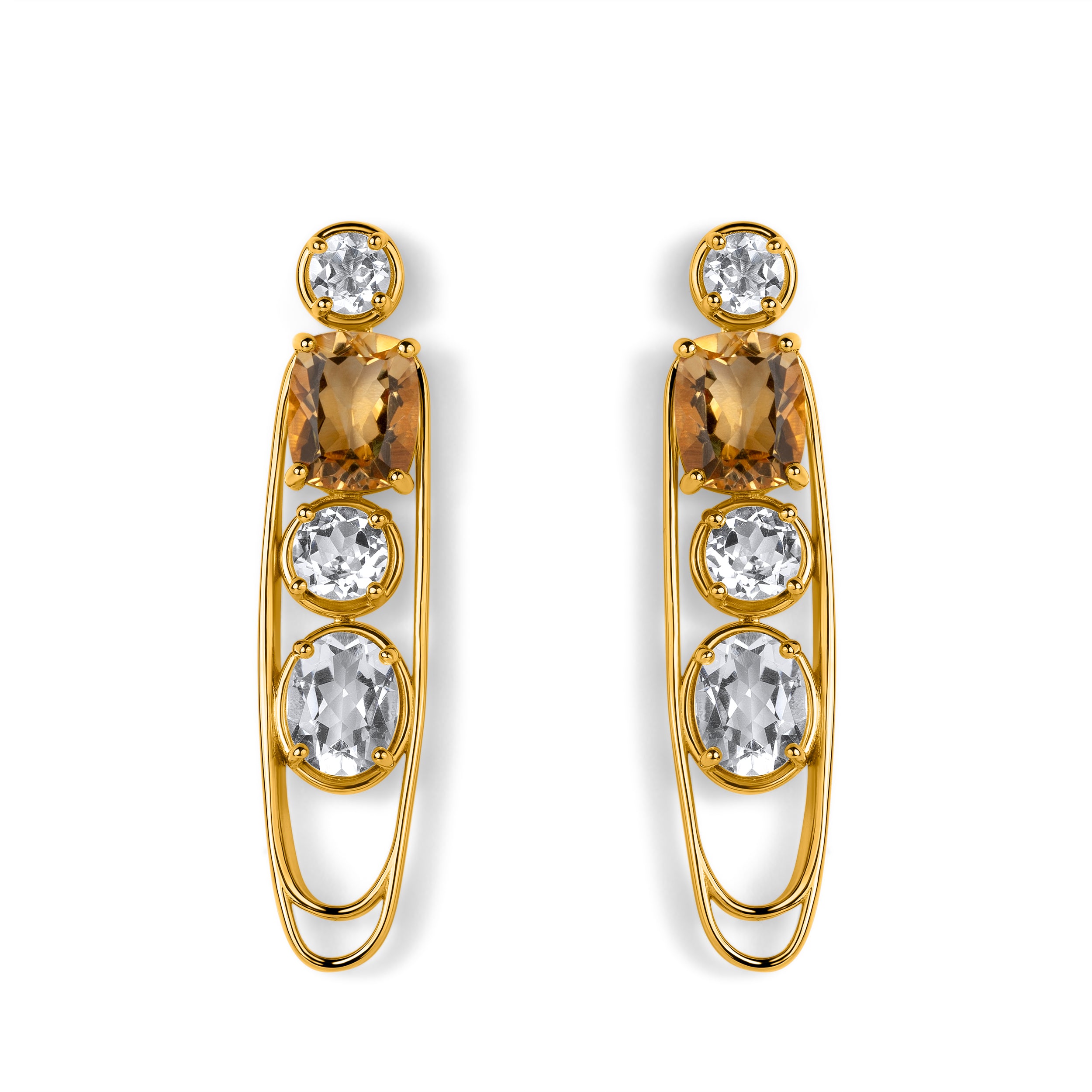 Oraya Gold Drop Gemstone Earrings