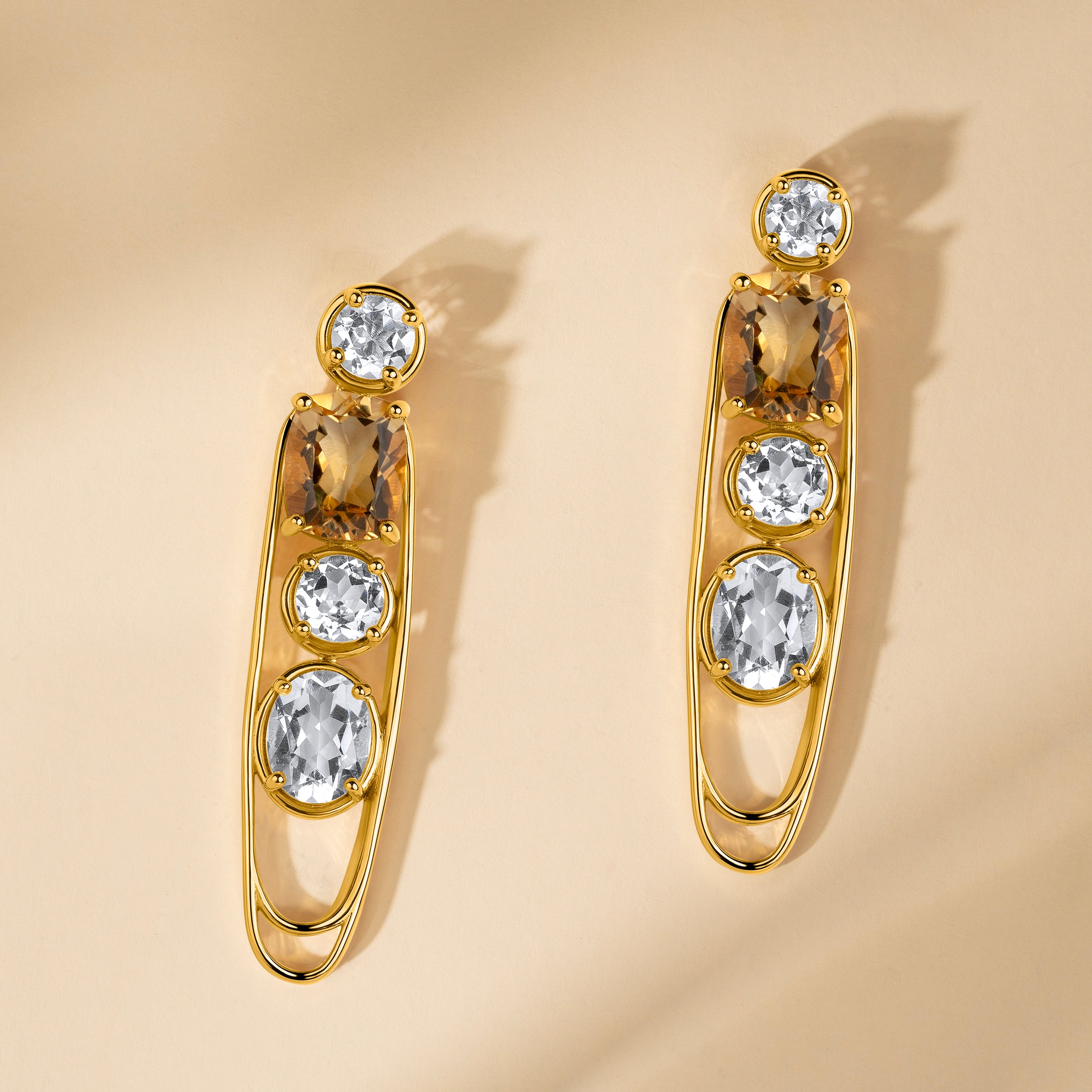 Oraya Gold Drop Gemstone Earrings